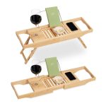 Suport extensibil cada/pat, cu picioare, multifunctional, bambus, 70-108 x 23 cm