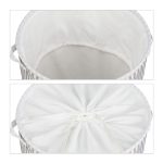 Cos textil pentru rufe, capacitate 60 l, pliabil, poliester/bumbac, alb cu dungi gri,  56 x 42,5 cm - imagine 6