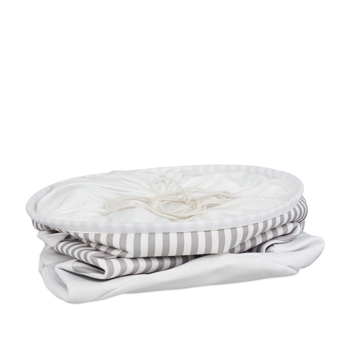 Cos textil pentru rufe, capacitate 60 l, pliabil, poliester/bumbac, alb cu dungi gri,  56 x 42,5 cm - imagine 7