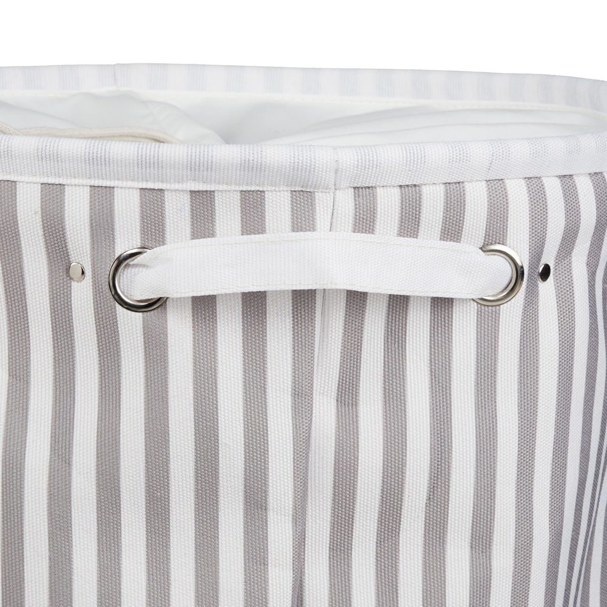 Cos textil pentru rufe, capacitate 60 l, pliabil, poliester/bumbac, alb cu dungi gri,  56 x 42,5 cm - imagine 8