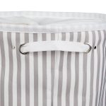 Cos textil pentru rufe, capacitate 60 l, pliabil, poliester/bumbac, alb cu dungi gri,  56 x 42,5 cm - imagine 8