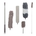 Pamatuf pentru curatarea prafului, 4 capete interschimbabile, tija extensibila, poliester/otel inoxidabil