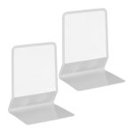 Suport carti/opritor, metal, set de 2 bucati, 17 x 13,5 x 10,5 cm, alb