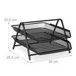 Suport/organizator documente, 2 compartimente detasabile, din otel, negru - imagine 4