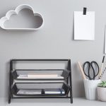 Suport/organizator documente, 2 compartimente detasabile, din otel, negru - imagine 5