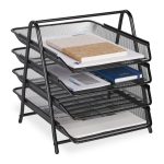 Suport/organizator documente, pentru birou, 4 compartimente detasabile, 32,5 x 30 x 35 cm