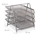 Suport/organizator documente, pentru birou, 4 compartimente, 32,5 x 30 x 35 cm - imagine 4