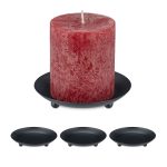 Set 4 suporturi pentru lumanari, metal, negru mat, 2 x 10 cm
