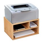 Organizator de birou cu suport pentru imprimanta, din bambus, 22 x 40 x 30 cm