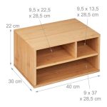 Organizator de birou cu suport pentru imprimanta, din bambus, 22 x 40 x 30 cm - imagine 4