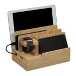 Organizator/Suport de birou cu statie de incarcare pentru dispozitive portabile,Bambus
