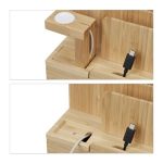 Organizator/Suport de birou cu statie de incarcare pentru dispozitive portabile,Bambus - imagine 7