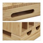 Organizator/Suport de birou cu statie de incarcare pentru dispozitive portabile,Bambus - imagine 8