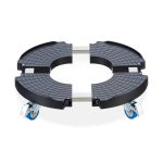 Suport cu role pentru ghivece si plante, cu 4 roti, 10,5 x 40 x 40 cm, din plasitc/otel inoxidabil