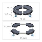 Suport cu role pentru ghivece si plante, cu 4 roti, 10,5 x 40 x 40 cm, din plasitc/otel inoxidabil - imagine 4