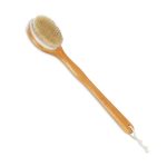 Perie de dus cu maner lung, din par natural, natural/alb, din bambus/plastic, 3,5 x 40 x 10,5 cm