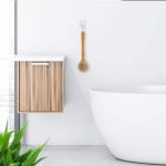 Perie de dus cu maner lung, din par natural, natural/alb, din bambus/plastic, 3,5 x 40 x 10,5 cm - imagine 2
