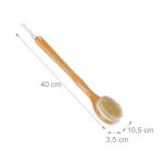 Perie de dus cu maner lung, din par natural, natural/alb, din bambus/plastic, 3,5 x 40 x 10,5 cm - imagine 4
