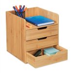 Organizator de birou cu 3 sertare, din bambus, 33 x 30 x 31 cm