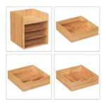 Organizator de birou cu 3 sertare, din bambus, 33 x 30 x 31 cm - imagine 7