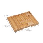 Suport organizare tacamuri si ustensile, 8 compartimente, extensibil, din bambus, 5 x 52 x 43 cm - imagine 4
