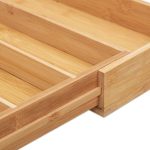 Suport organizare tacamuri si ustensile, 8 compartimente, extensibil, din bambus, 5 x 52 x 43 cm - imagine 5