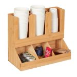 Organizator pentru cafea si ceai, 6 compartimente, bambus, 29,5 x 34,5 x 17 cm, maro