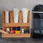 Organizator pentru cafea si ceai, 6 compartimente, bambus, 29,5 x 34,5 x 17 cm, maro - imagine 5