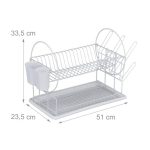 Scurgator vase, cu suport pentru tacamuri si suport pentru pahare, manere, 2 nivele, alb, 33,5 x 51 x 23,5 cm - imagine 4