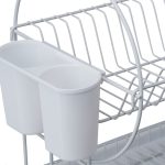Scurgator vase, cu suport pentru tacamuri si suport pentru pahare, manere, 2 nivele, alb, 33,5 x 51 x 23,5 cm - imagine 8