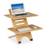 Suport monitor/laptop si tastatura, pentru birou, inaltime reglabila, bambus,  61 x 60 x 61 cm