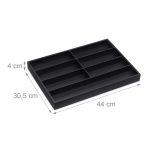 Suport tacamuri, 7 compartimente, bambus/MDF, negru, 4 x 30,5 x 44 cm - imagine 4