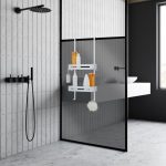 Raft de dus suspendat, din aluminiu, alb, 72,5 x 32,5 x 22,5 cm - imagine 2