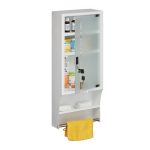 Dulap pentru medicamente, usa de sticla, 1 raft deschis, suport prosop, otel, alb, 65 x 27 x 12 cm