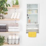 Dulap pentru medicamente, usa de sticla, 1 raft deschis, suport prosop, otel, alb, 65 x 27 x 12 cm - imagine 2