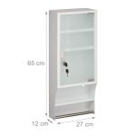Dulap pentru medicamente, usa de sticla, 1 raft deschis, suport prosop, otel, alb, 65 x 27 x 12 cm - imagine 5