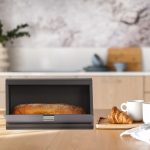 Cutie pentru paine/produse de patiserie, otel inoxidabil, negru, 20,5 x 34,5 x 23,5 cm - imagine 3