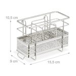 Suport ustensile de bucatarie, din otel, argintiu, 10,5 x 15,5 x 9 cm - imagine 4