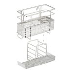Suport ustensile de bucatarie, din otel, argintiu, 10,5 x 15,5 x 9 cm - imagine 6