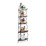 Etajera metalica de colt, Relaxdays, 5 rafturi, dimensiuni 136 x 30 x 5.5 cm, negru