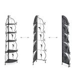 Etajera metalica de colt, Relaxdays, 5 rafturi, dimensiuni 136 x 30 x 5.5 cm, negru - imagine 7