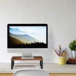 Suport pentru monitor, din otel/MDF, maro/negru, 15 x 40 x 23 cm - imagine 2