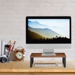 Suport pentru monitor, din otel/MDF, maro/negru, 15 x 40 x 23 cm - imagine 5