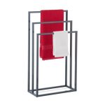 Suport de baie pentru prosoape, cu 3 bare, antracit, 83 x 46 x 21 cm