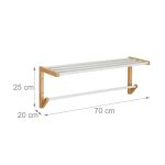 Suport prosope din bambus pentru perete, natural/alb, cu 4 tije, 25 x 70 x 20 cm - imagine 4
