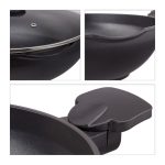Tigaie wok cu capac, din aluminiu/sticla/plastic, neagra, 15 x 57,5 ​​x 31,5 cm - imagine 6