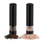 Set 2 rasnite electrice sare si piper, neagra, cu lumina LED, grosime reglabila, 23 x 5 cm