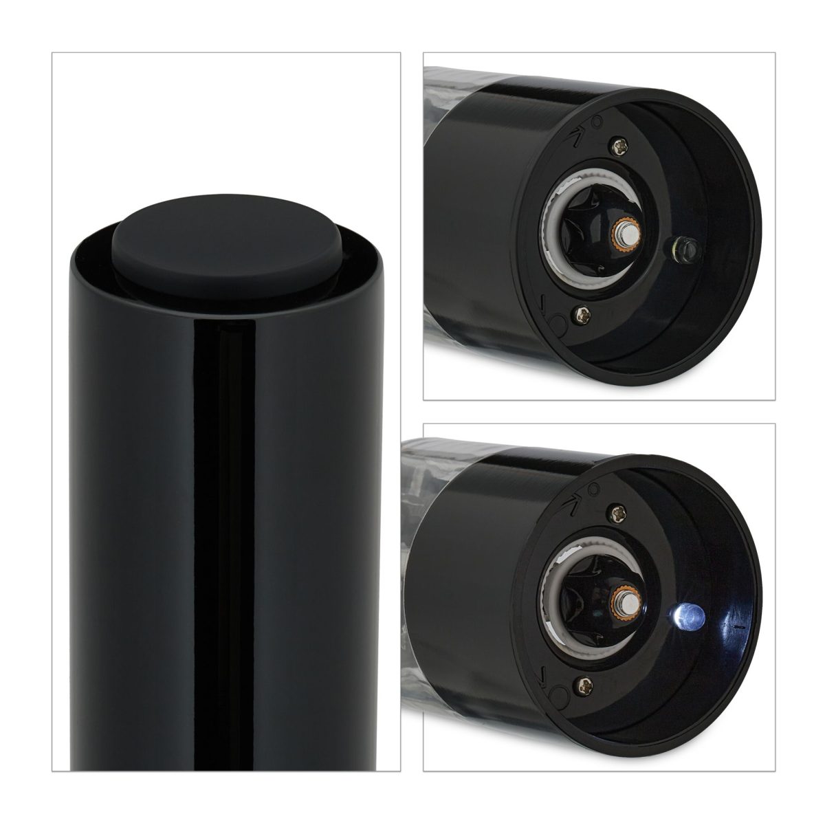 Set 2 rasnite electrice sare si piper, neagra, cu lumina LED, grosime reglabila, 23 x 5 cm - imagine 6