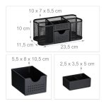 Organizator de birou, 6 compartimente, 1 sertar, metal, negru, 10 x 23,5 x 11,5 cm - imagine 4