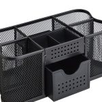 Organizator de birou, 6 compartimente, 1 sertar, metal, negru, 10 x 23,5 x 11,5 cm - imagine 5